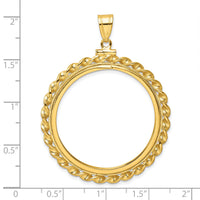 14k Wide Twisted Wire 32.7mm x 3.00mm Screw Top Coin Bezel Pendant-C8182/32.7