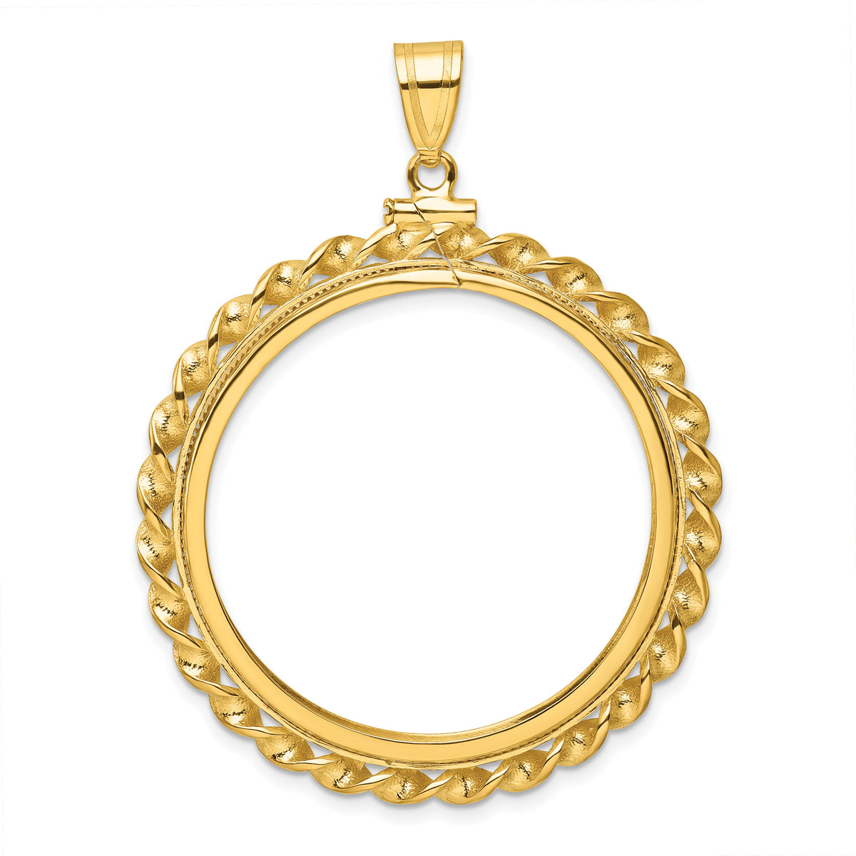 14k Wide Twisted Wire 32.7mm x 3.00mm Screw Top Coin Bezel Pendant-C8182/32.7