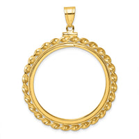 14k Wide Twisted Wire 32.7mm x 3.00mm Screw Top Coin Bezel Pendant-C8182/32.7