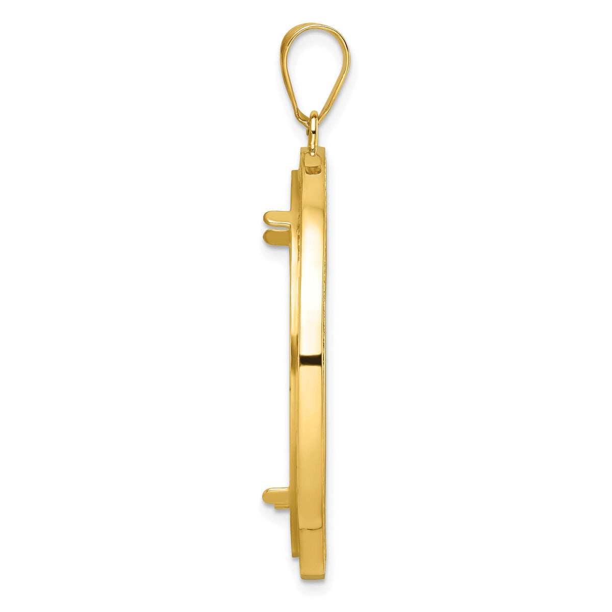 14k Polished & Beaded 32.0mm Prong Coin Bezel Pendant-C8183/32.0