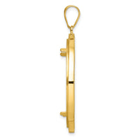 14k Polished & Beaded 32.0mm Prong Coin Bezel Pendant-C8183/32.0