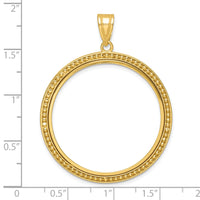 14k Polished & Beaded 32.0mm Prong Coin Bezel Pendant-C8183/32.0