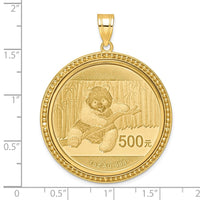 Wideband Distinguished Coin Jewelry 14k Polished and Beaded Mounted 1oz Panda Bezel Pendant-C8183/32.0C