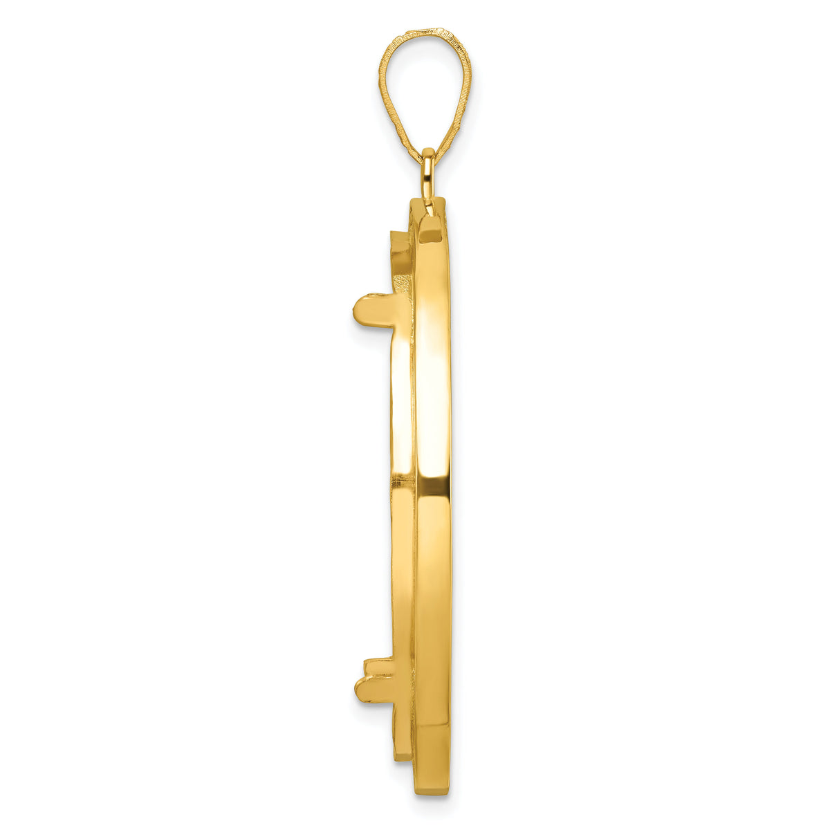 14k Polished & Beaded 32.7mm Prong Coin Bezel Pendant-C8183/32.7
