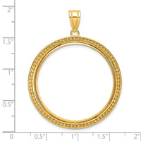 14k Polished & Beaded 32.7mm Prong Coin Bezel Pendant-C8183/32.7