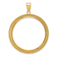 14k Polished & Beaded 32.7mm Prong Coin Bezel Pendant-C8183/32.7
