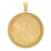 Wideband Distinguished Coin Jewelry 14k Polished and Beaded Mounted 1oz American Eagle Coin Bezel Pendant-C8183/32.7C