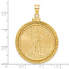 Wideband Distinguished Coin Jewelry 14k Polished and Beaded Mounted 1/2oz American Eagle Screw Top Coin Bezel Pendant-C8184/27.0C