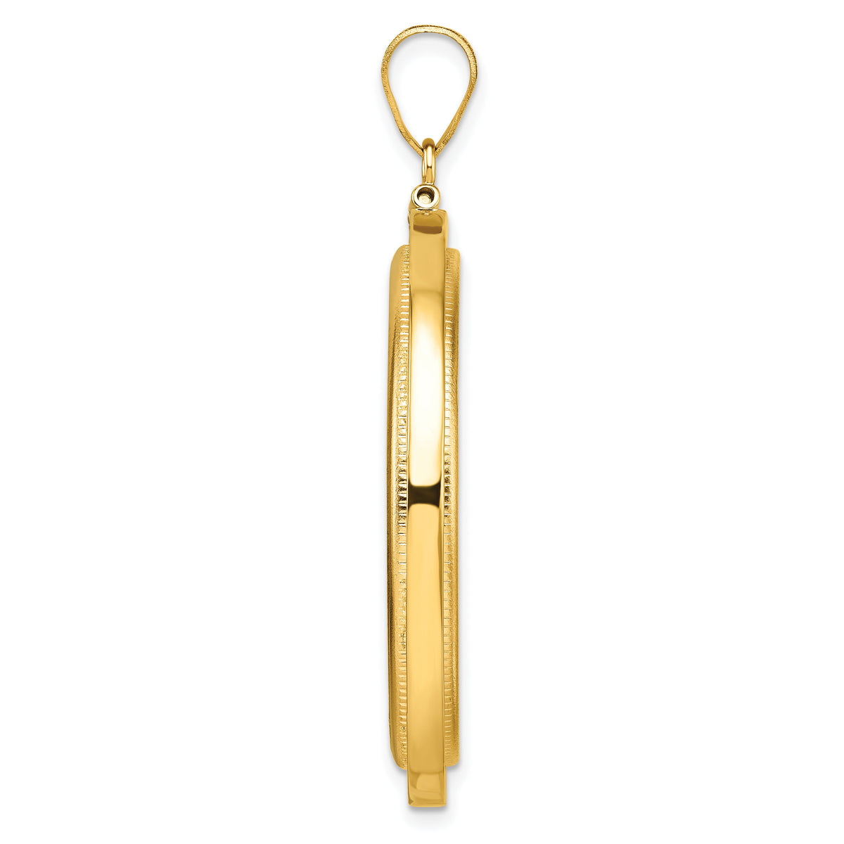 14k Beaded 32.7mm x 3.00mm Screw Top Coin Bezel Pendant-C8184/32.7