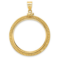 14k Beaded 32.7mm x 3.00mm Screw Top Coin Bezel Pendant-C8184/32.7