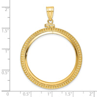 14k Beaded 32.7mm x 3.00mm Screw Top Coin Bezel Pendant-C8184/32.7