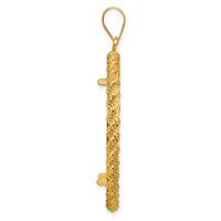 14k Diamond-cut with Casted Rope 32.7mm Prong Coin Bezel Pendant-C8185D/32.7