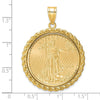 Wideband Distinguished Coin Jewelry 14k Polished with Casted Rope Mounted 1/2oz American Eagle Prong Coin Bezel Pendant-C8185/27.0C