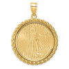 Wideband Distinguished Coin Jewelry 14k Polished with Casted Rope Mounted 1/2oz American Eagle Prong Coin Bezel Pendant-C8185/27.0C