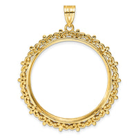 14k Polished Fancy 32.7mm Prong Coin Bezel Pendant-C8187/32.7