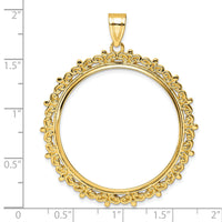 14k Polished Fancy 32.7mm Prong Coin Bezel Pendant-C8187/32.7