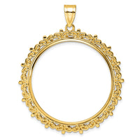 14k Polished Fancy 32.7mm Prong Coin Bezel Pendant-C8187/32.7