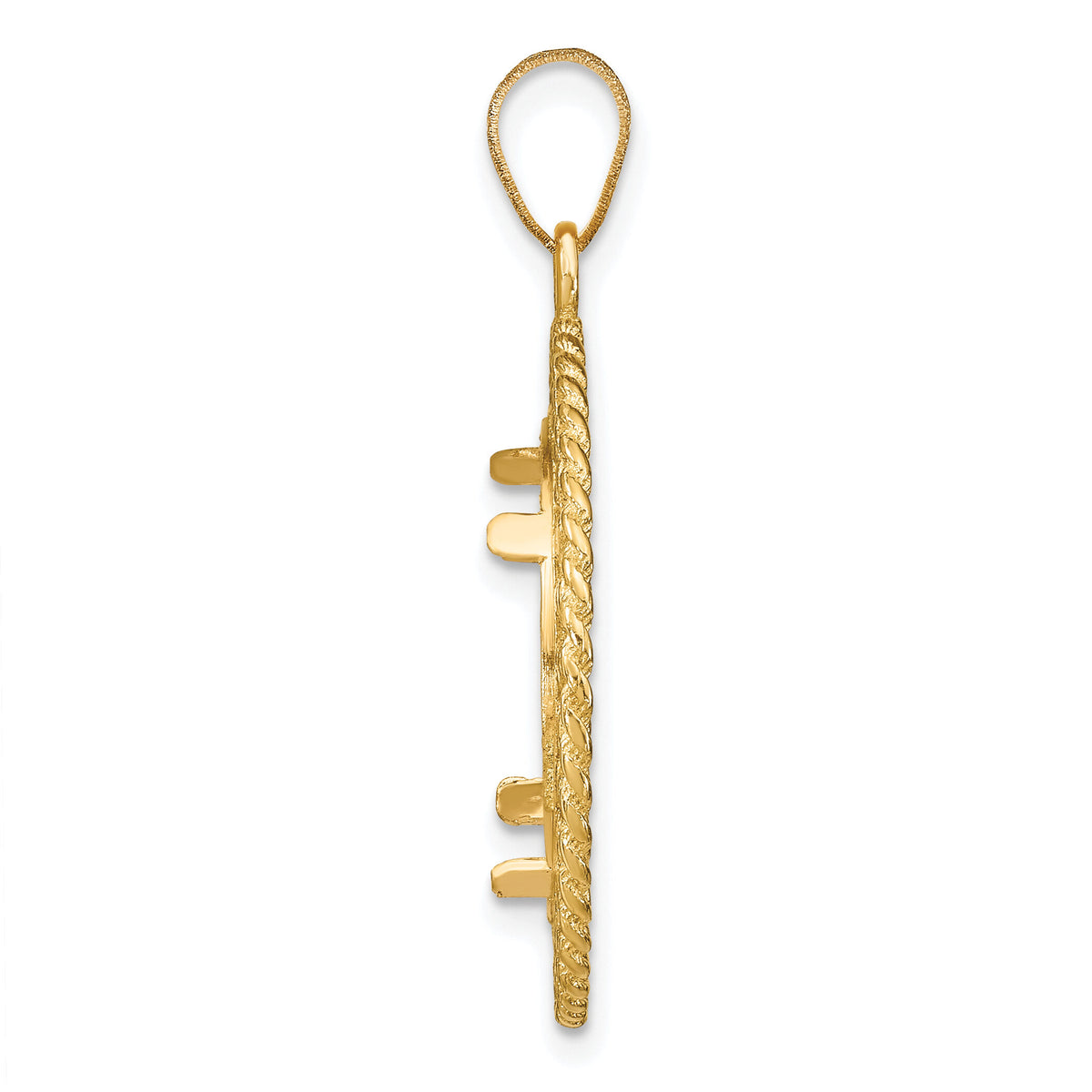 14k Polished & D/C Heart & Rope 16.5mm Prong Coin Bezel Pendant-C8189D/16.5