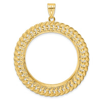 14k Polished & D/C Heart & Rope 32.7mm Prong Coin Bezel Pendant-C8189D/32.7