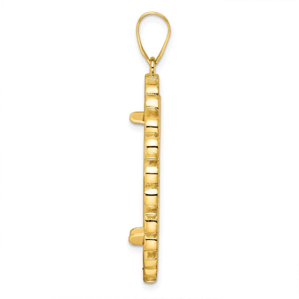 14k Polished and Diamond-cut Fancy 27.0mm Prong Coin Bezel Pendant-C8190D/27.0