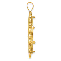 14k Polished and Diamond-cut Fancy 32.7mm Prong Coin Bezel Pendant-C8190D/32.7