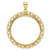 14k Polished Fancy 32.7mm Prong Coin Bezel Pendant-C8190/32.7