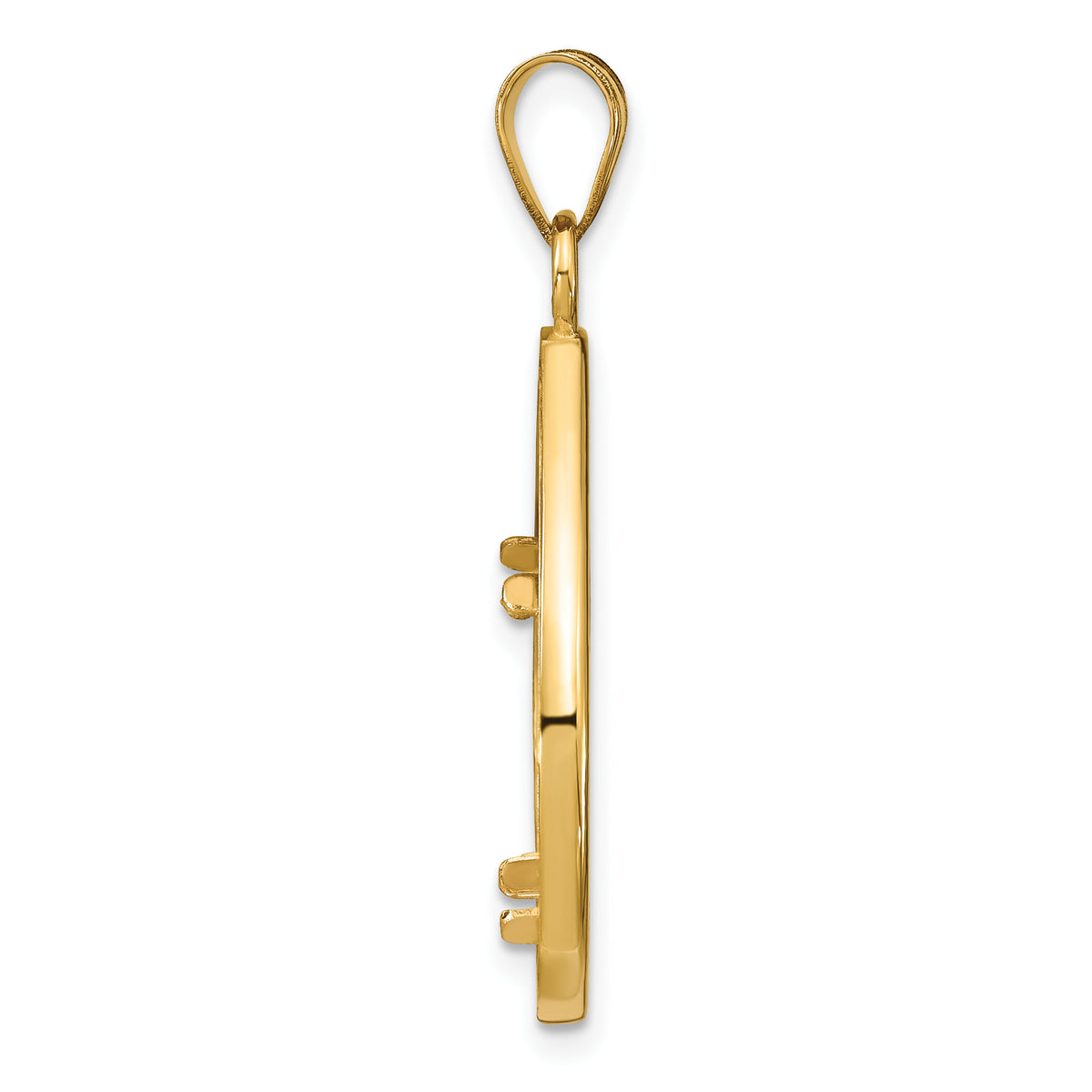 14k Polished D/C Lightweight Teardrop 16.5mm Prong Coin Bezel Pendant-C8191D/16.5