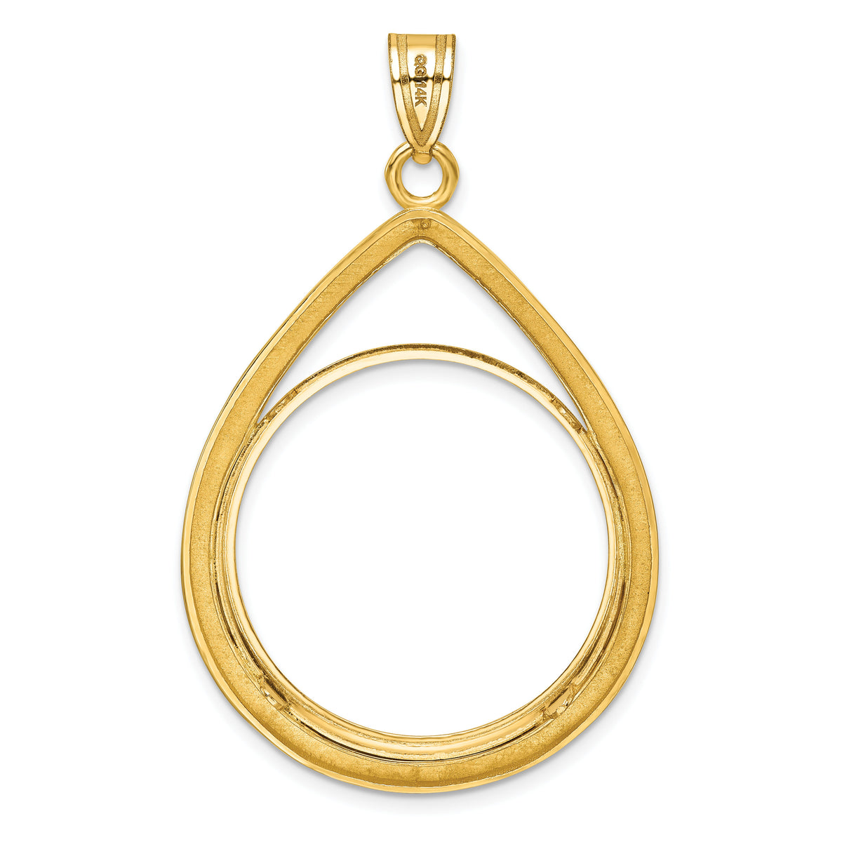 14k Polished D/C Lightweight Teardrop 27.0mm Prong Coin Bezel Pendant-C8191D/27.0