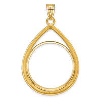 14k Polished D/C Lightweight Teardrop 27.0mm Prong Coin Bezel Pendant-C8191D/27.0