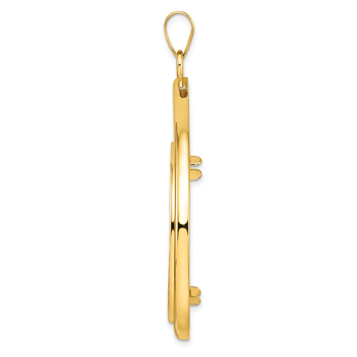 14k Polished D/C Lightweight Teardrop 32.7mm Prong Coin Bezel Pendant-C8191D/32.7