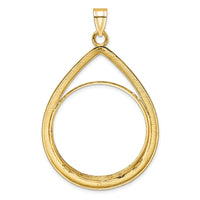 14k Polished D/C Lightweight Teardrop 32.7mm Prong Coin Bezel Pendant-C8191D/32.7