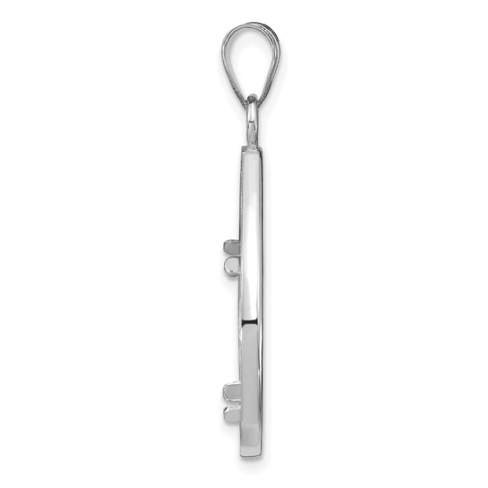 14kw Polished & Diamond-cut Teardrop 16.5mm Prong Coin Bezel Pendant-C8191WD/16.5