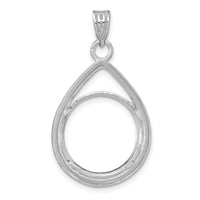 14kw Polished & Diamond-cut Teardrop 16.5mm Prong Coin Bezel Pendant-C8191WD/16.5