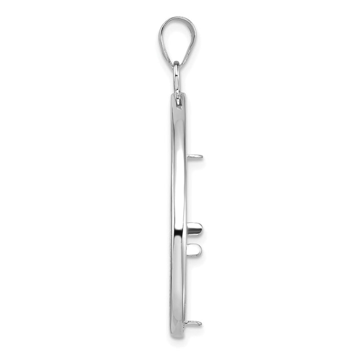 14kw Polished & Diamond-cut Teardrop 22.0mm Prong Coin Bezel Pendant-C8191WD/22.0