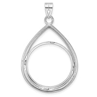 14kw Polished & Diamond-cut Teardrop 22.0mm Prong Coin Bezel Pendant-C8191WD/22.0