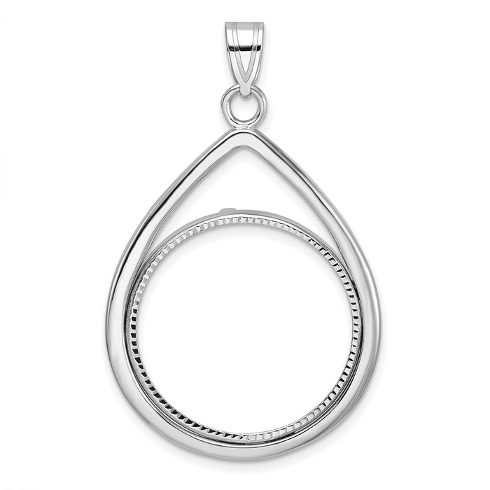14kw Polished & Diamond-cut Teardrop 22.0mm Prong Coin Bezel Pendant-C8191WD/22.0