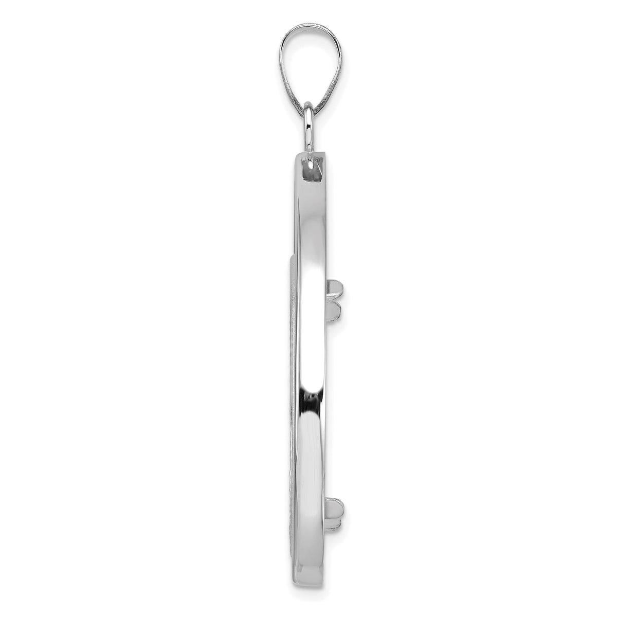 14kw Polished & Diamond-cut Teardrop 27.0mm Prong Coin Bezel Pendant-C8191WD/27.0