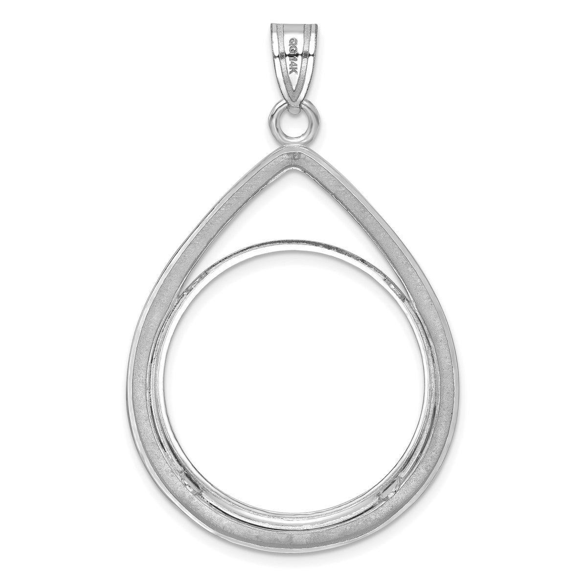 14kw Polished & Diamond-cut Teardrop 27.0mm Prong Coin Bezel Pendant-C8191WD/27.0