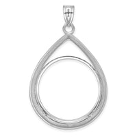 14kw Polished & Diamond-cut Teardrop 27.0mm Prong Coin Bezel Pendant-C8191WD/27.0