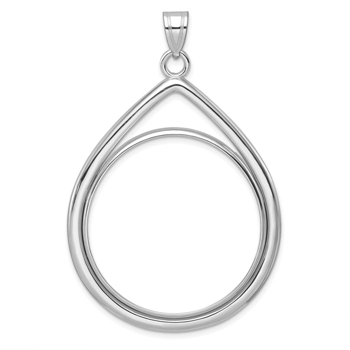 14kw Polished Lightweight Teardrop 32.7mm Prong Coin Bezel Pendant-C8191W/32.7