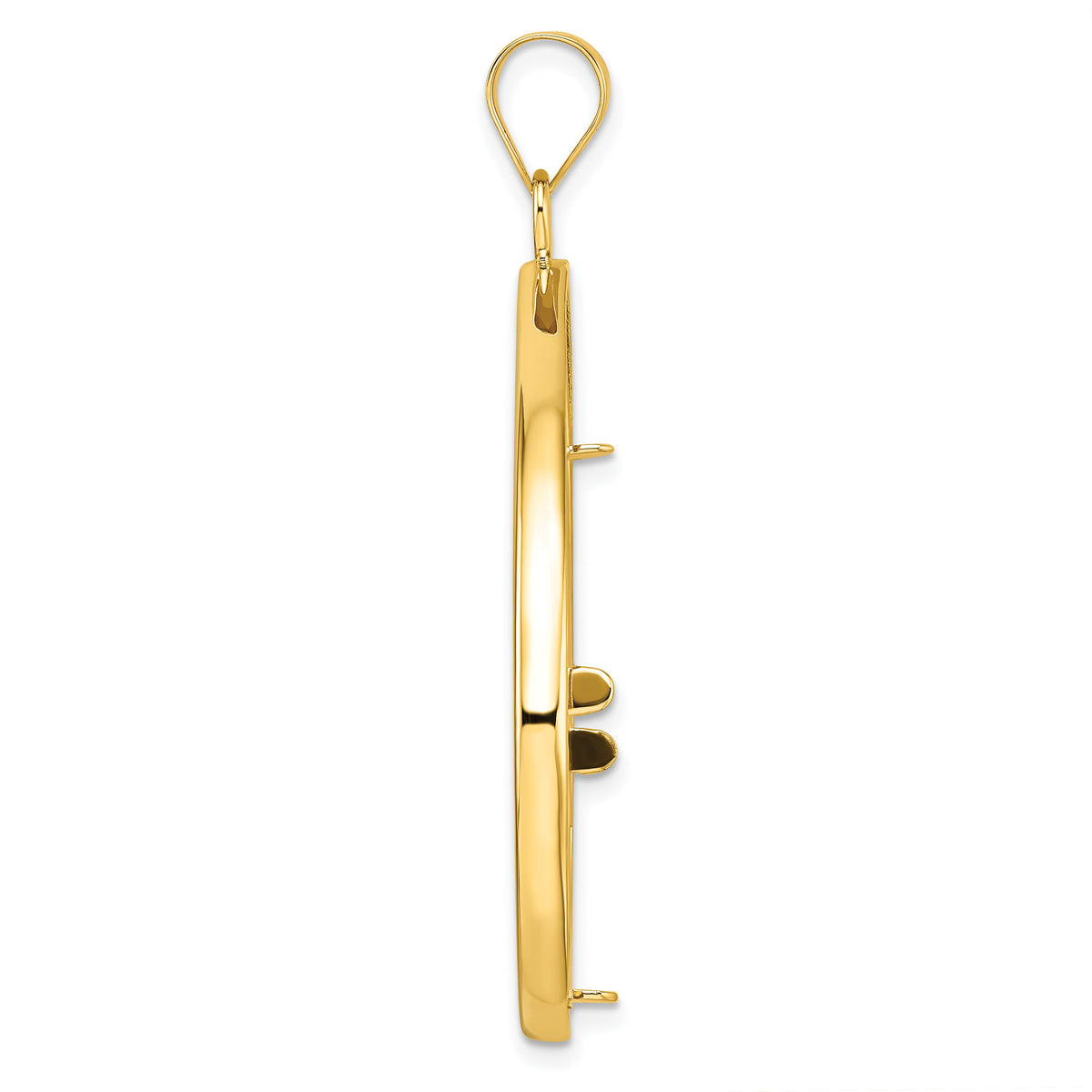 14k Polished Lightweight Teardrop 27.0mm Prong Coin Bezel Pendant-C8191/27.0