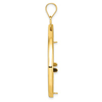 14k Polished Lightweight Teardrop 27.0mm Prong Coin Bezel Pendant-C8191/27.0