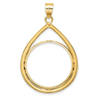14k Polished Lightweight Teardrop 27.0mm Prong Coin Bezel Pendant-C8191/27.0