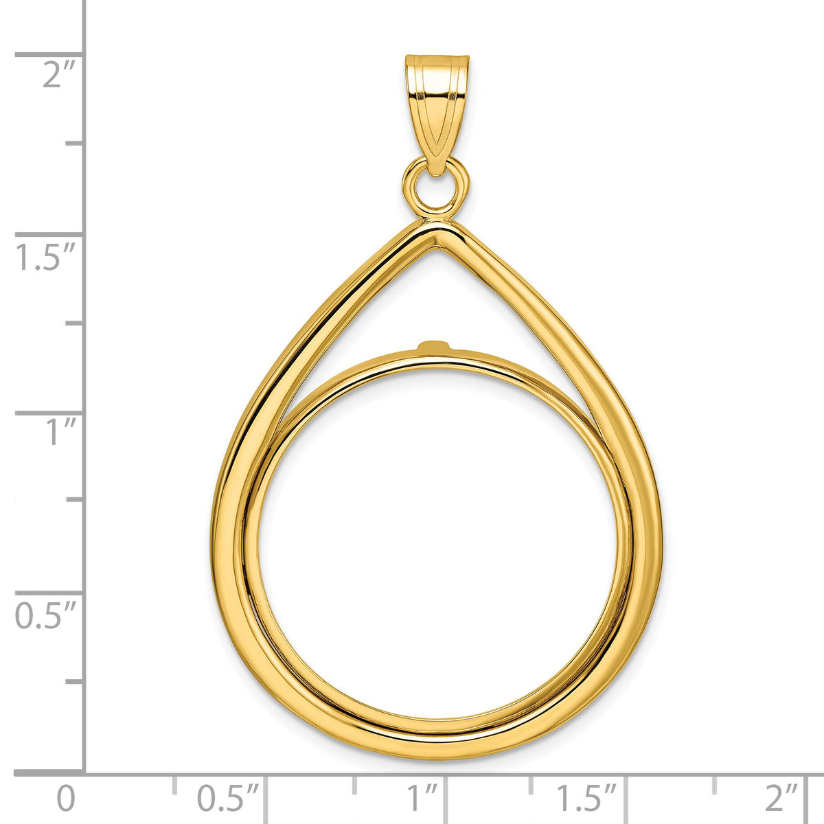 14k Polished Lightweight Teardrop 27.0mm Prong Coin Bezel Pendant-C8191/27.0