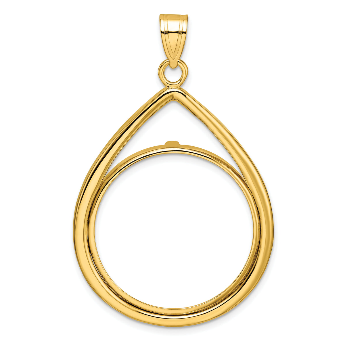 14k Polished Lightweight Teardrop 27.0mm Prong Coin Bezel Pendant-C8191/27.0