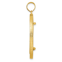 14k Polished & Diamond-cut Fancy Wire 27.0mm Prong Coin Bezel Pendant-C8193D/27.0