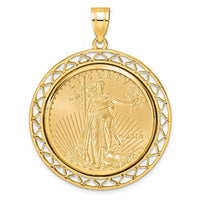 Wideband Distinguished Coin Jewelry 14k Polished Fancy Wire Mounted 1/2oz American Eagle Prong Coin Bezel Pendant-C8193/27.0C