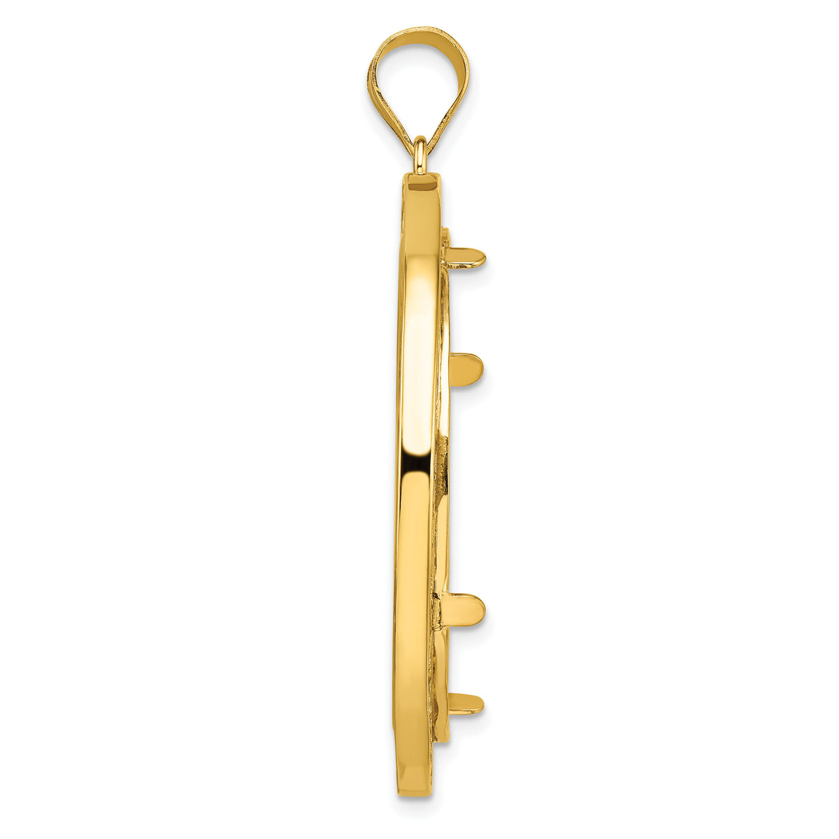 14k Polished Fancy Wire 32.7mm Prong Coin Bezel Pendant-C8193/32.7