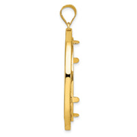 14k Polished Fancy Wire 32.7mm Prong Coin Bezel Pendant-C8193/32.7