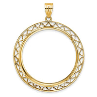14k Polished Fancy Wire 32.7mm Prong Coin Bezel Pendant-C8193/32.7